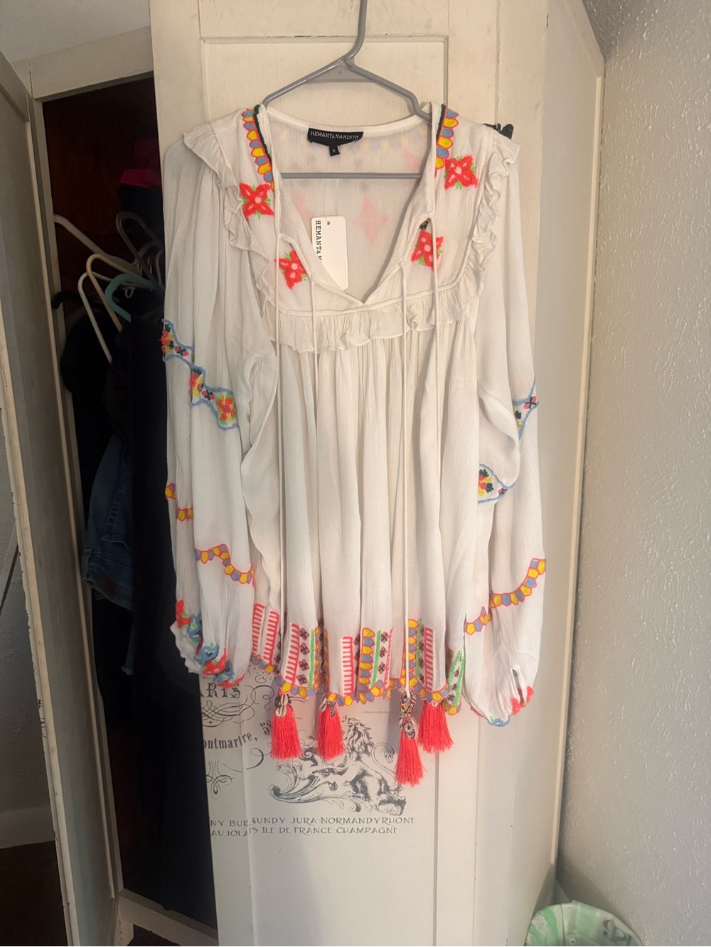 NWT Hemant & Nandita Embroidered Flowy   Lucent Tunic Top/Dress